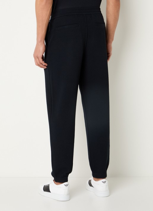Armani Tapered fit broek met steekzakken en structuur - achterkant 5 donkerblauw