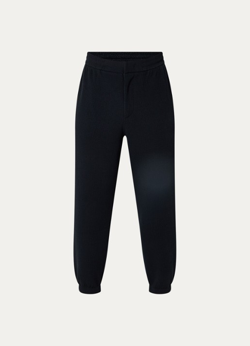 Armani Tapered fit broek met steekzakken en structuur - voorkant 3 donkerblauw