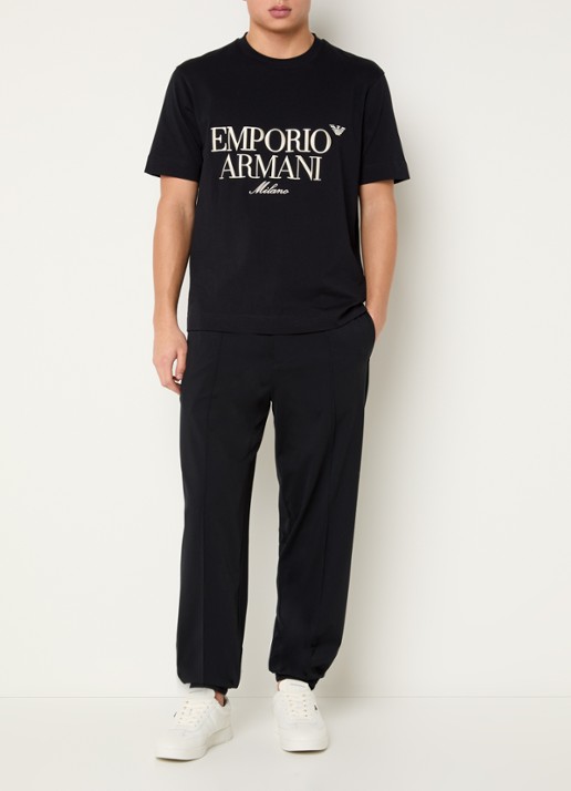 Armani Tapered fit broek met steekzakken - voorkant 2 donkerblauw