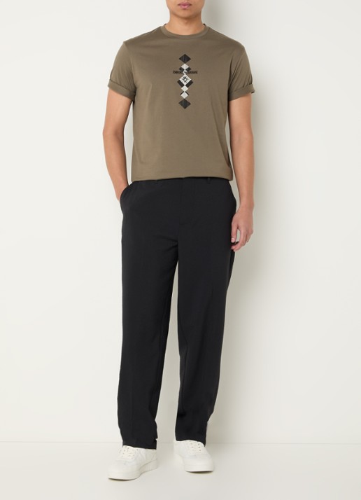 Armani Tapered fit chino met streepprint - voorkant 5 antraciet