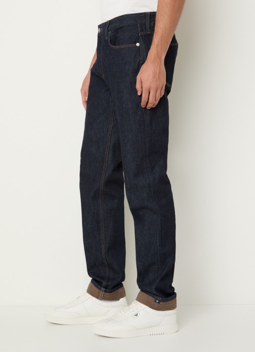 Armani Tapered fit jeans met donkere wassing - detail 7 indigo