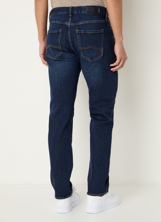 Armani Tapered fit jeans met steekzakken - achterkant donkerblauw