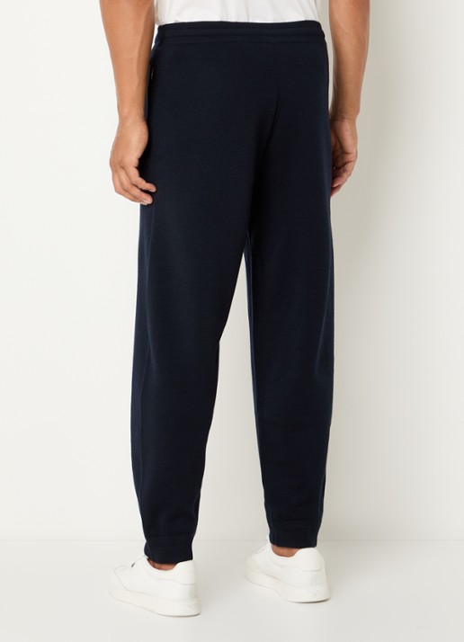 Armani Tapered fit joggingbroek in scheerwolblend - achterkant 3 donkerblauw