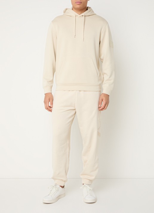 Armani Tapered fit joggingbroek met 3D logoprint - voorkant 2 beige