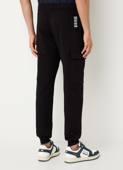 Armani Tapered fit joggingbroek met klepzakken en logo - achterkant zwart