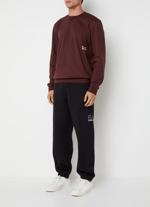 Armani Tapered fit joggingbroek met logo en steekzakken - voorkant 5 zwart