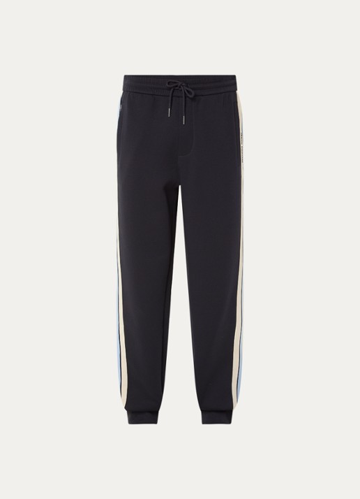 Armani Tapered fit joggingbroek met logo - voorkant 4 donkerblauw