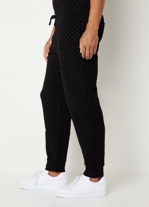 Armani Tapered fit joggingbroek met logo - detail 2 zwart