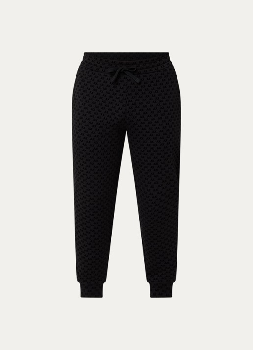 Armani Tapered fit joggingbroek met logo - voorkant 4 zwart