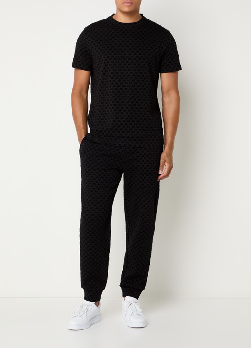 Armani Tapered fit joggingbroek met logo - voorkant 5 zwart