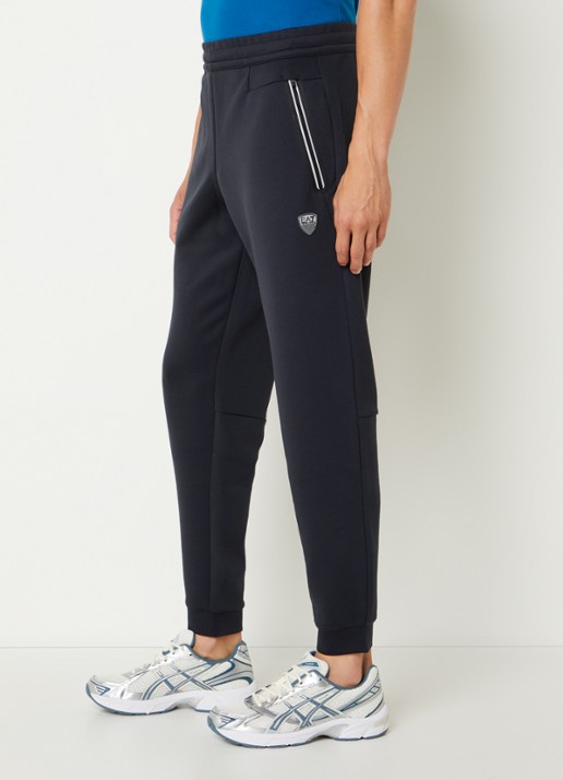 Armani Tapered fit joggingbroek met logo - detail 5 donkerblauw