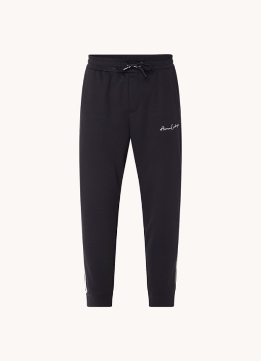 Armani Tapered fit joggingbroek met logoborduring en steekzakken - voorkant 2 donkerblauw
