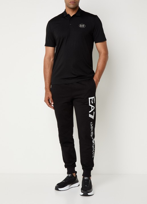 Armani Tapered fit joggingbroek met logoprint en steekzakken - voorkant 5 zwart