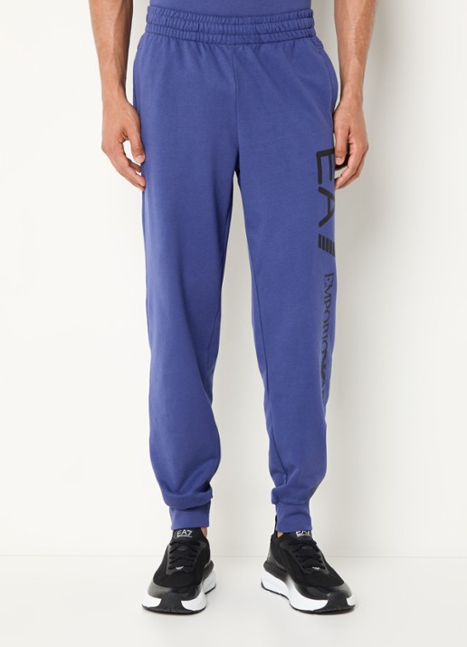 Armani Tapered fit joggingbroek met logoprint en steekzakken - detail 3 kobaltblauw