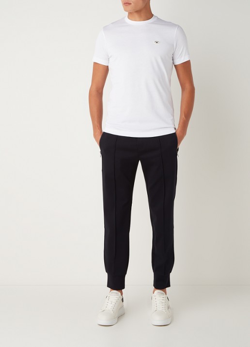 Armani Tapered fit joggingbroek met persplooi - voorkant 5 donkerblauw