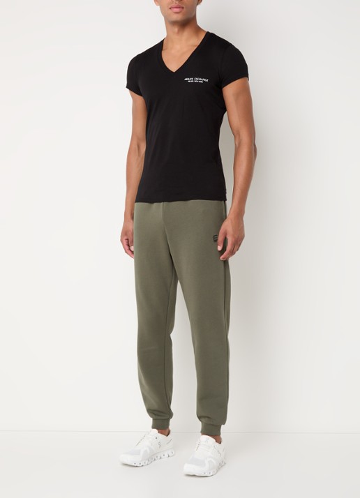 Armani Tapered fit joggingbroek met steekzakken en logo - voorkant 2 legergroen