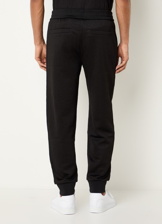 Armani Tapered fit joggingbroek met structuur - achterkant zwart
