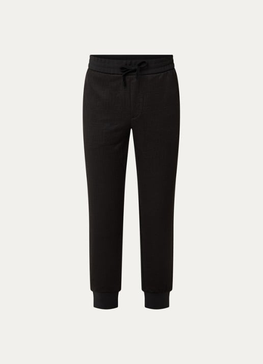 Armani Tapered fit joggingbroek met structuur - voorkant 2 zwart