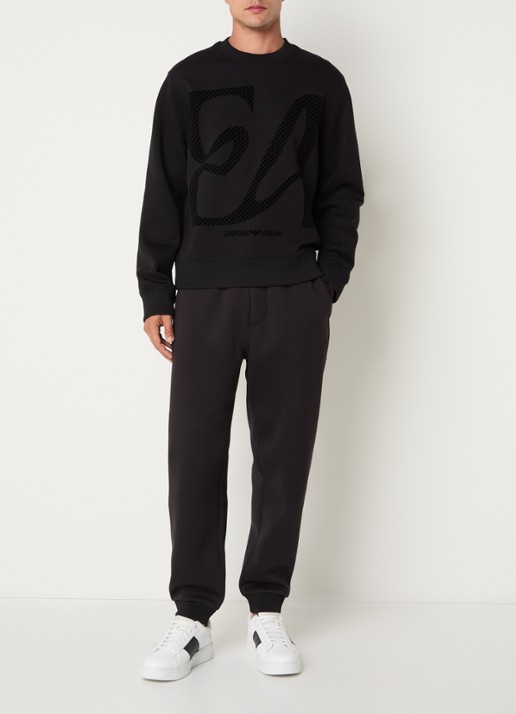 Armani Tapered fit joggingbroek - voorkant 5 zwart