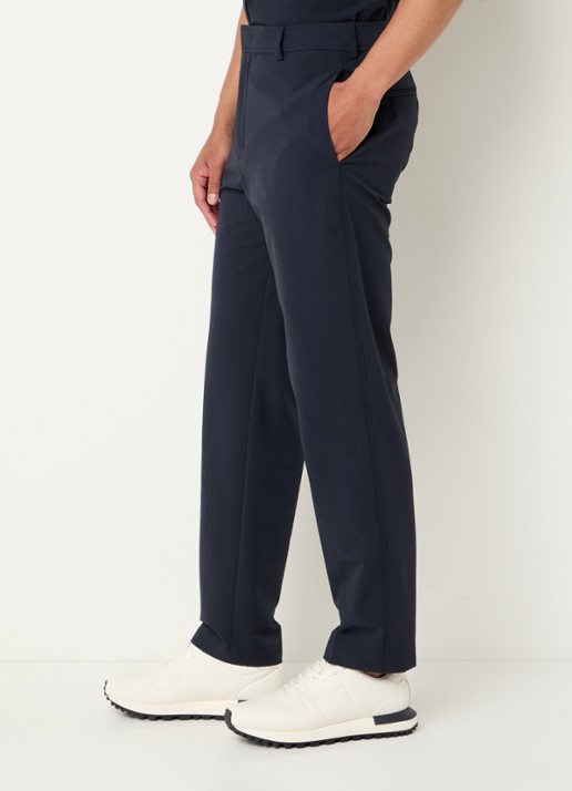 Armani Tapered fit pantalon van crêpe met steekzakken - detail 5 donkerblauw