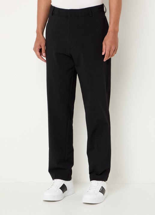 Armani Tapered fit pantalon van crêpe met steekzakken - detail 4 zwart