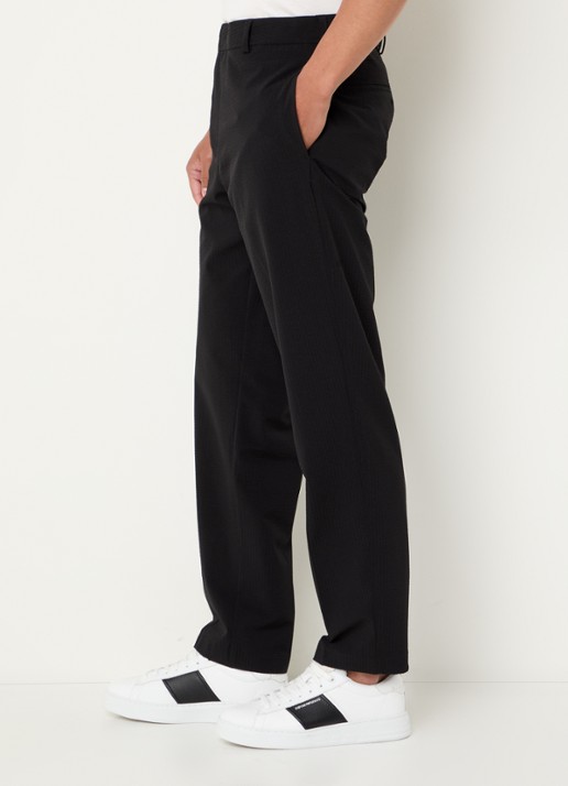 Armani Tapered fit pantalon van crêpe met steekzakken - detail 5 zwart