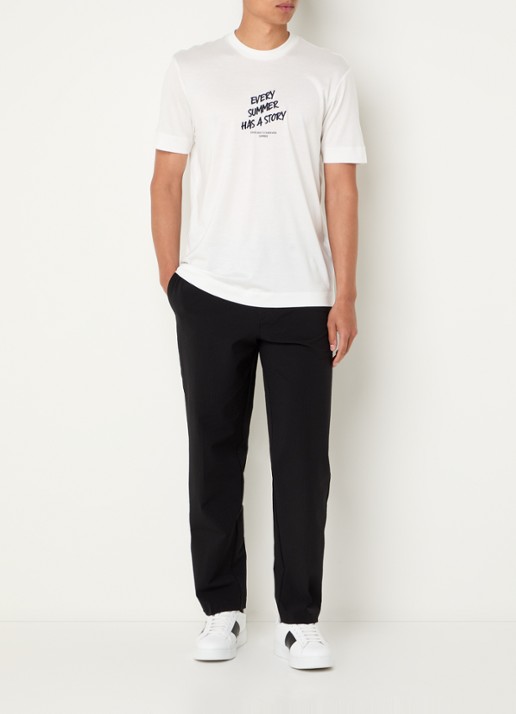 Armani Tapered fit pantalon van crêpe met steekzakken - voorkant 3 zwart