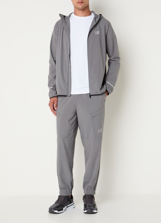 Armani Tapered fit trainingsbroek met klepzakken - voorkant 5 grijs