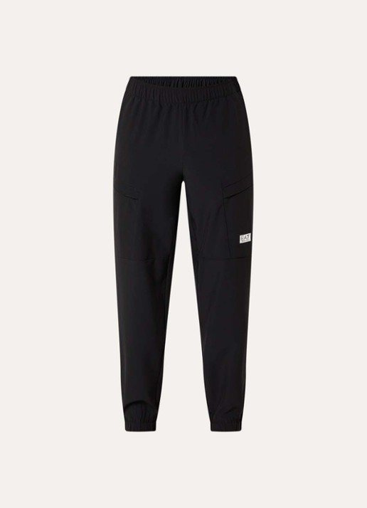 Armani Tapered fit trainingsbroek met logo - voorkant 3 zwart