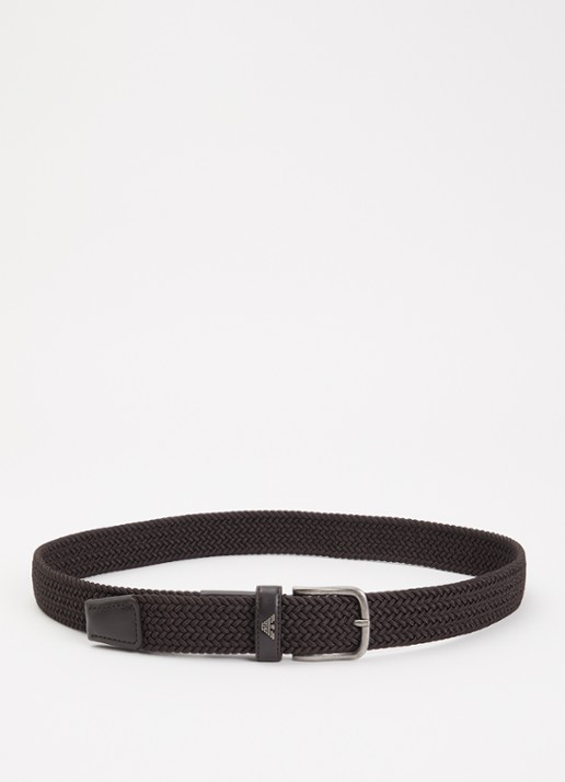 Armani Tongue riem met details van leer - voorkant donkerbruin