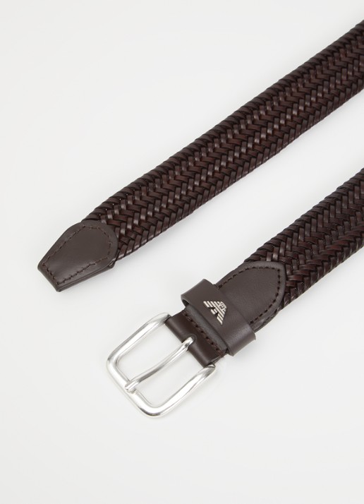 Armani Tongue riem van leer  - detail bruin