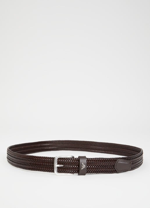 Armani Tongue riem van leer  - voorkant 2 bruin