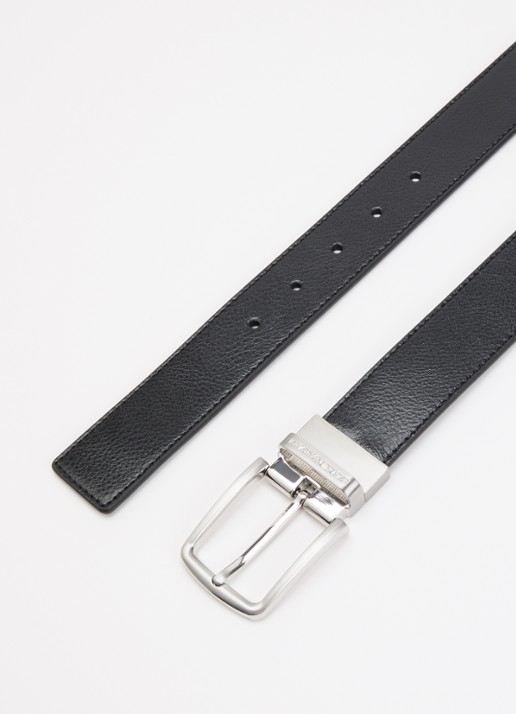 Armani Tongue riem van leer - detail 2 zwart