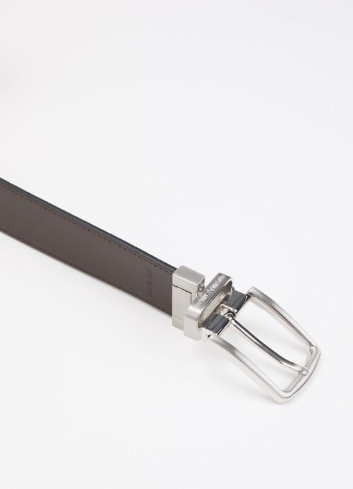 Armani Tongue riem van leer - detail 3 zwart