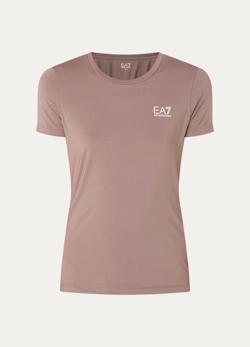 Armani Trainings T-shirt met logo en stretch - voorkant taupe
