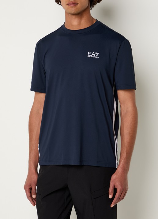 Armani Trainings T-shirt met logo - detail 4 donkerblauw