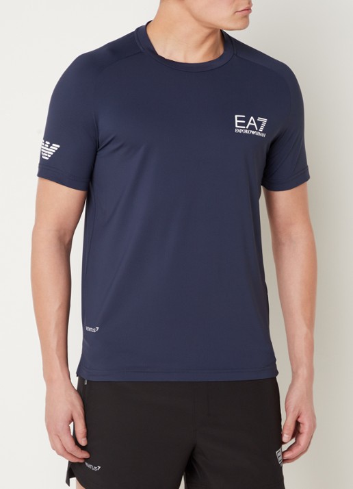 Armani Trainings T-shirt met logoprint - detail 4 blauw