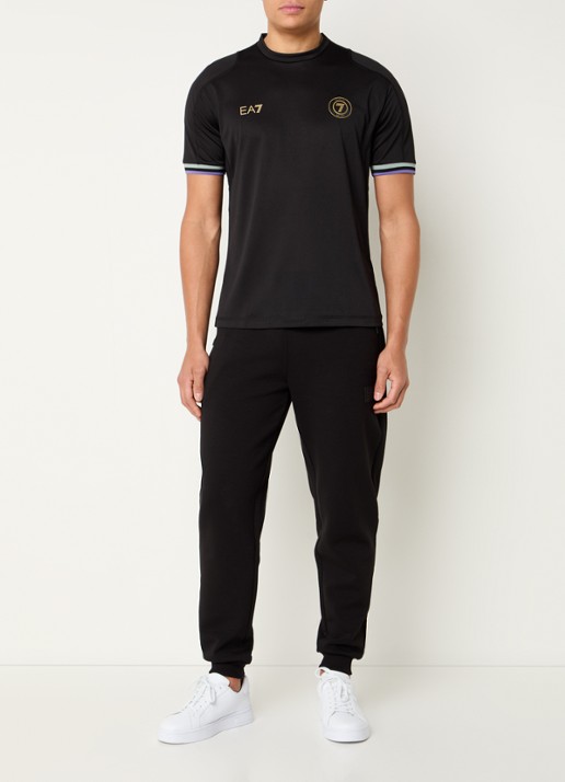 Armani Trainings T-shirt met logoprint - voorkant 3 zwart