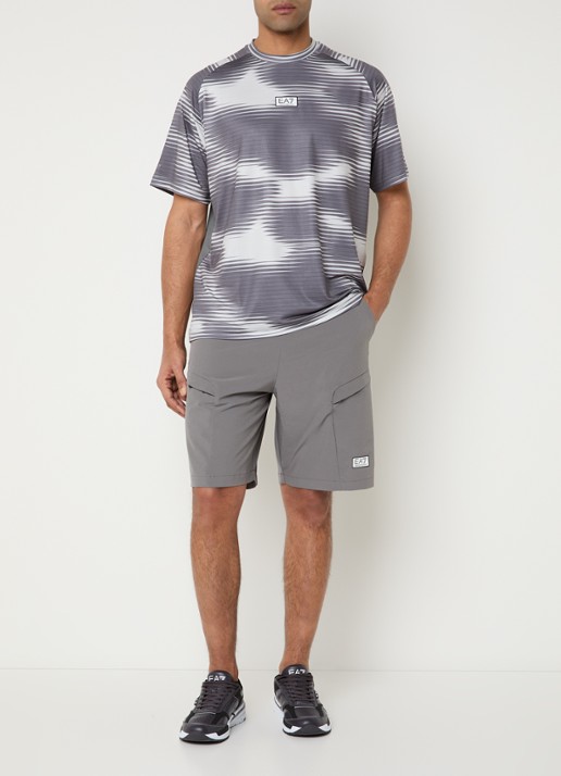 Armani Trainings T-shirt met print en logo - voorkant 3 middengrijs