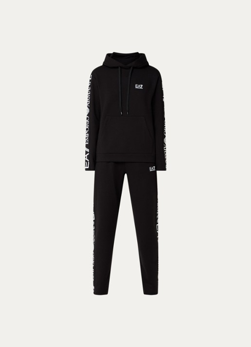 Armani Trainingspak met capuchon en logoprint - voorkant zwart