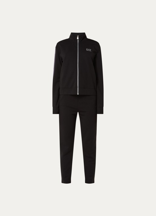 Armani Trainingspak met logoband en steekzakken - voorkant zwart