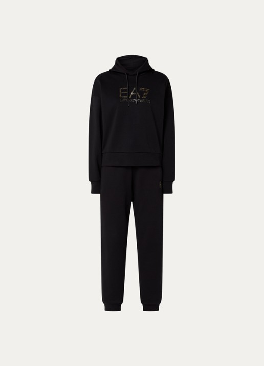 Armani Trainingspak met logoprint en steekzakken - voorkant zwart