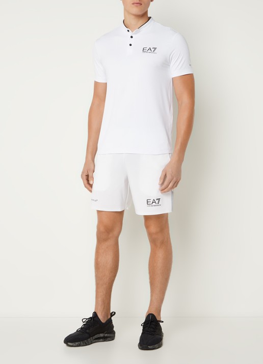 Armani Trainingsshorts met logoprint en steekzakken  - voorkant 3 wit