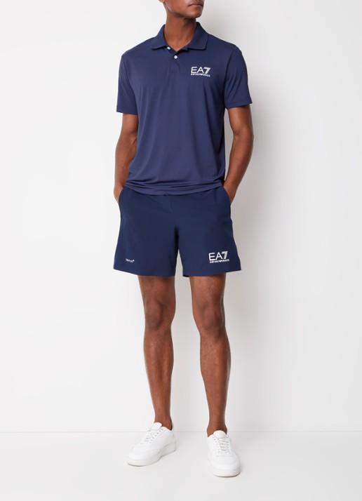 Armani Trainingsshorts met logoprint en steekzakken  - voorkant 2 blauw