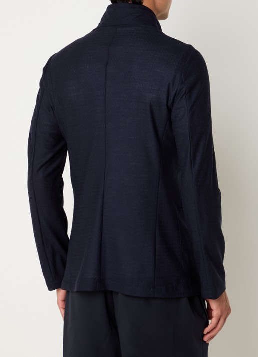 Armani Vest van scheerwol met gemêleerd dessin - achterkant donkerblauw