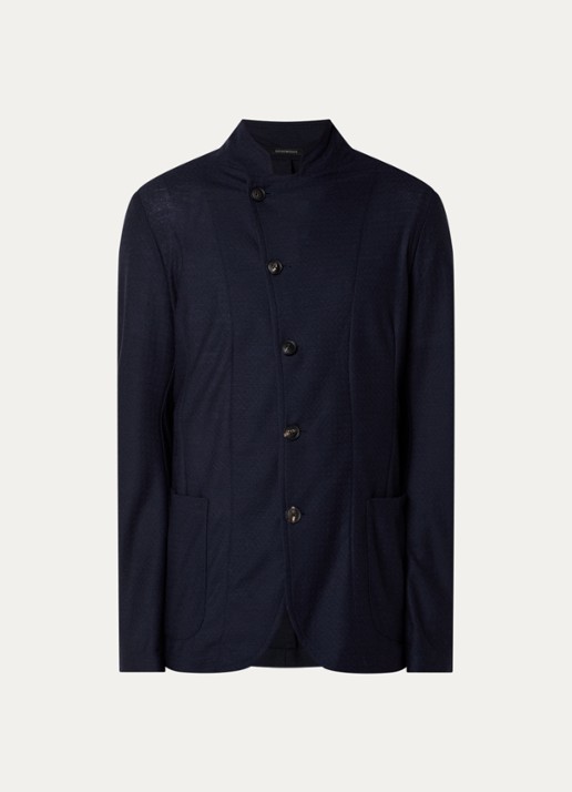 Armani Vest van scheerwol met gemêleerd dessin - voorkant 2 donkerblauw