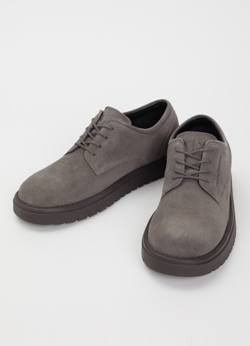 Armani Veterschoen van suède - detail 3 donkergrijs