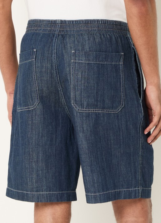 Armani Wide fit korte broek van denim met steekzakken - achterkant 2 indigo