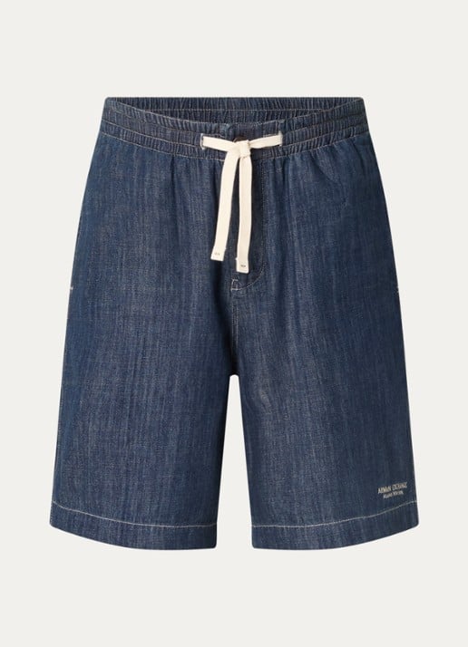 Armani Wide fit korte broek van denim met steekzakken - voorkant 3 indigo