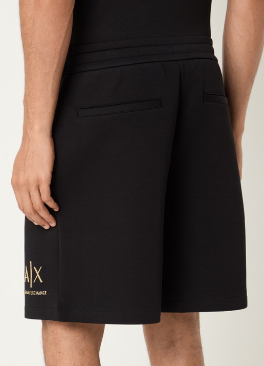 Armani Wide fit korte joggingbroek met logoborduring - achterkant 4 zwart